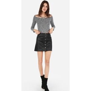 Express High Waisted Vegan Leather Snap Front Mini Skirt Black Size 4